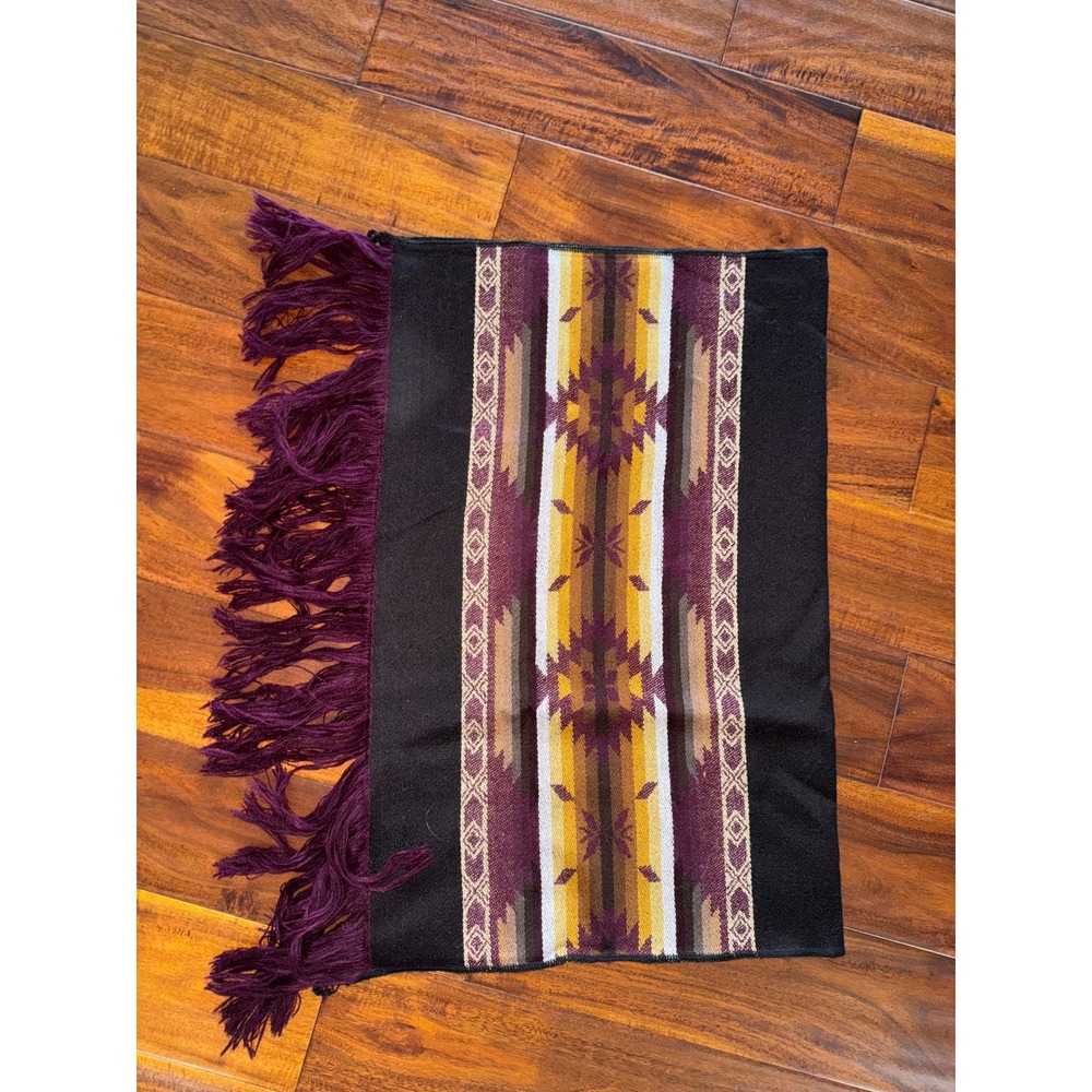 Unbranded Woven Scarf Women OS Purple Yellow Excellent Southwestern Fringe Wrap
